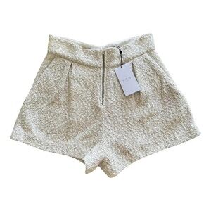 IRO High Waist Textured Cream Shorts